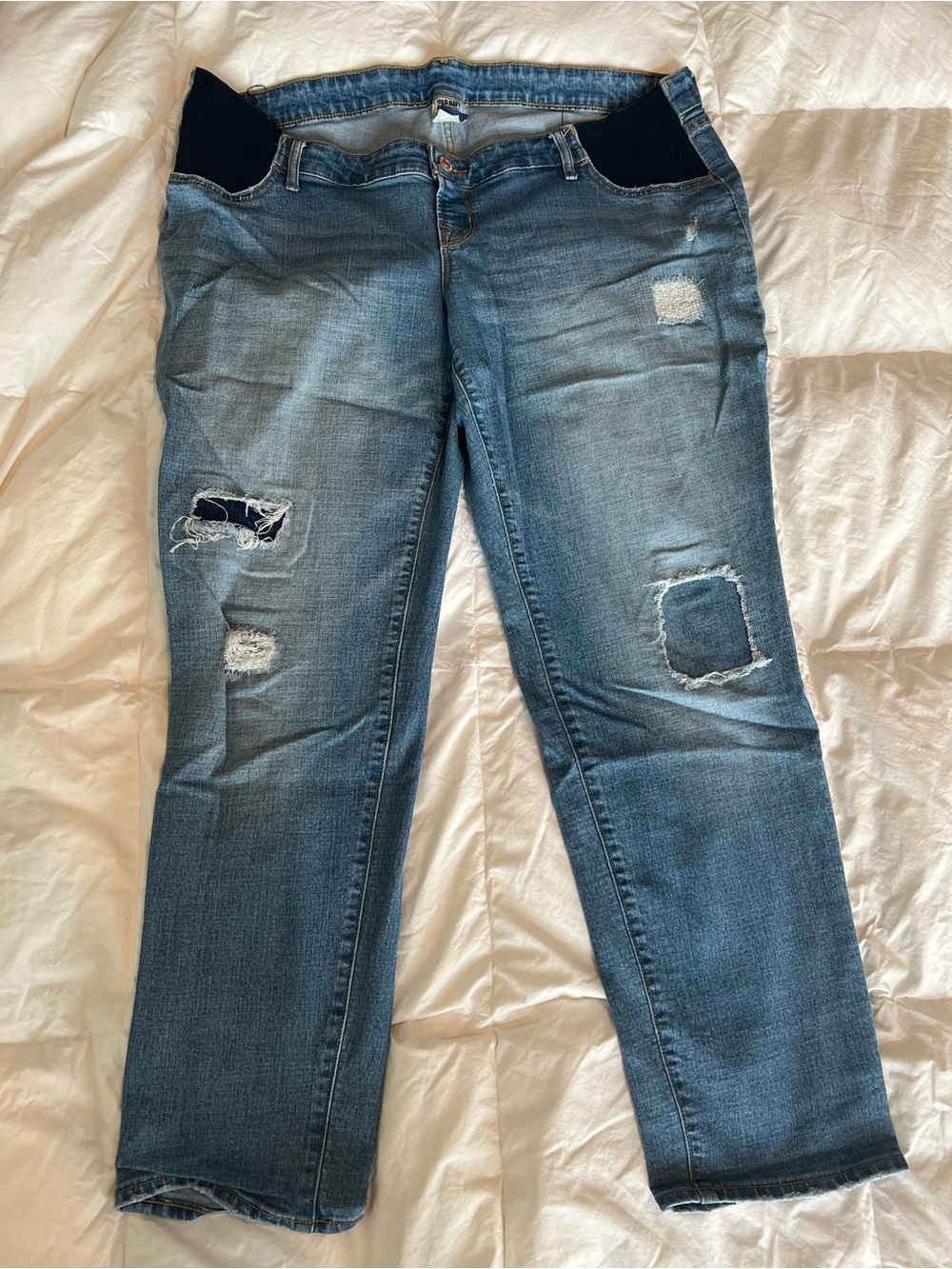 Old Navy Maternity side panel Distressed Denim Jeans sz 14